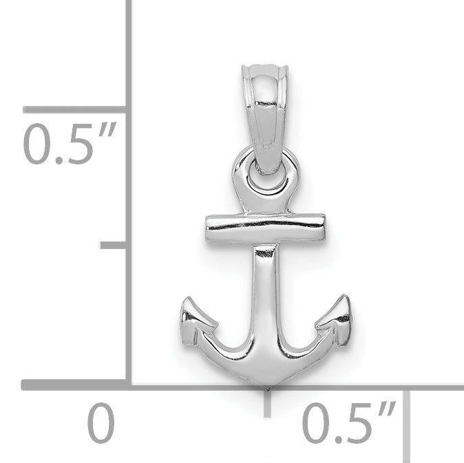 10k White Gold Mini Anchor Pendant