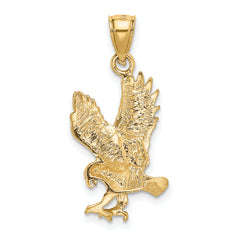 10K Satin Diamond-cut Eagle Pendant