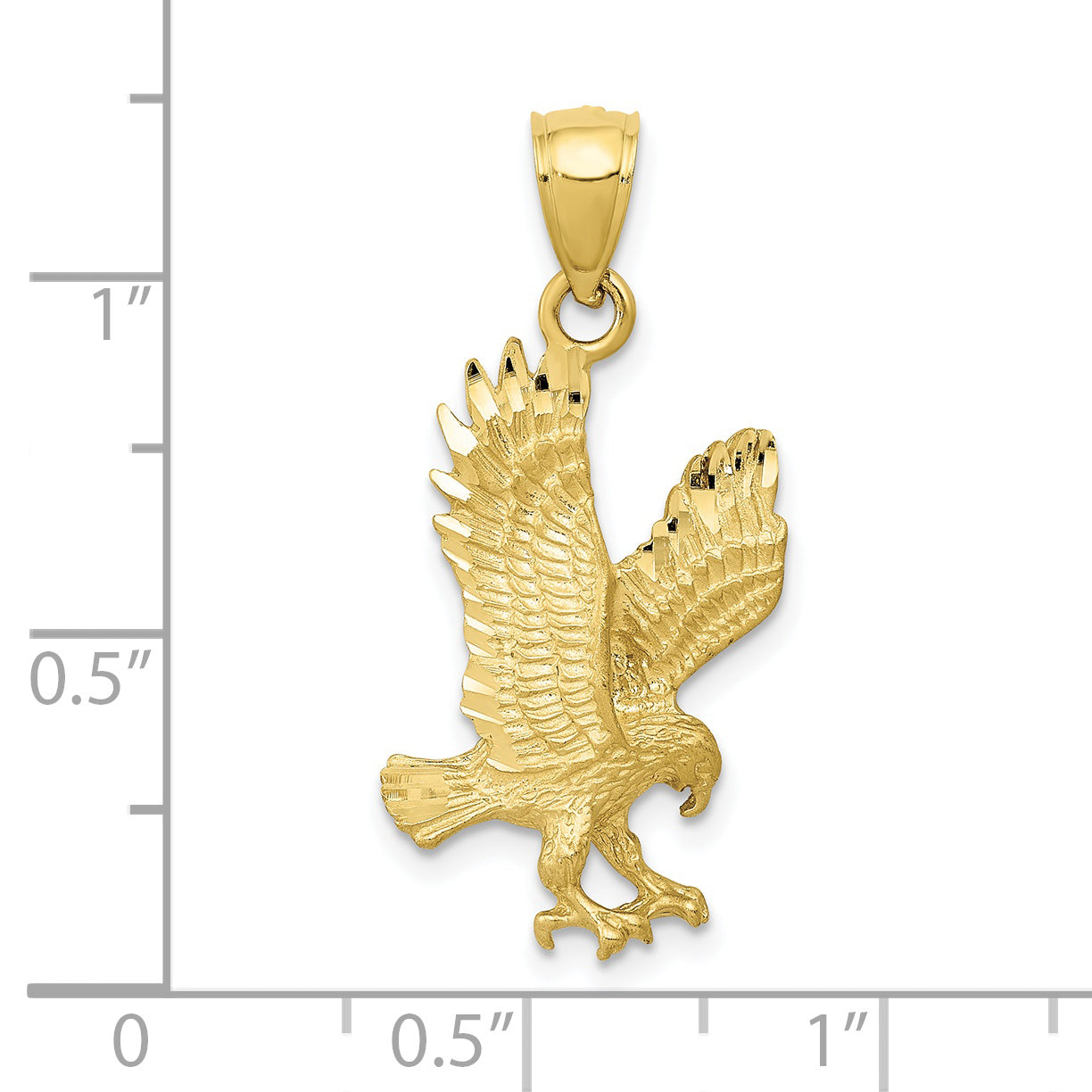 10K Satin Diamond-cut Eagle Pendant