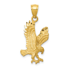 10K Satin Diamond-cut Eagle Pendant