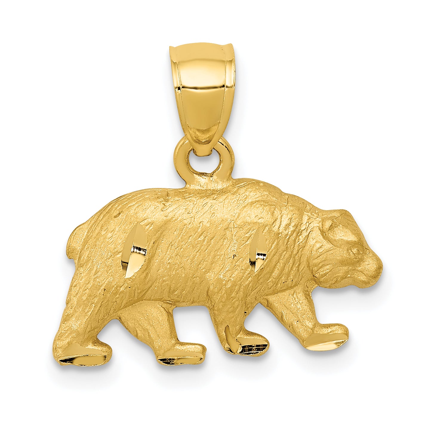 10K Diamond-cut Bear Pendant