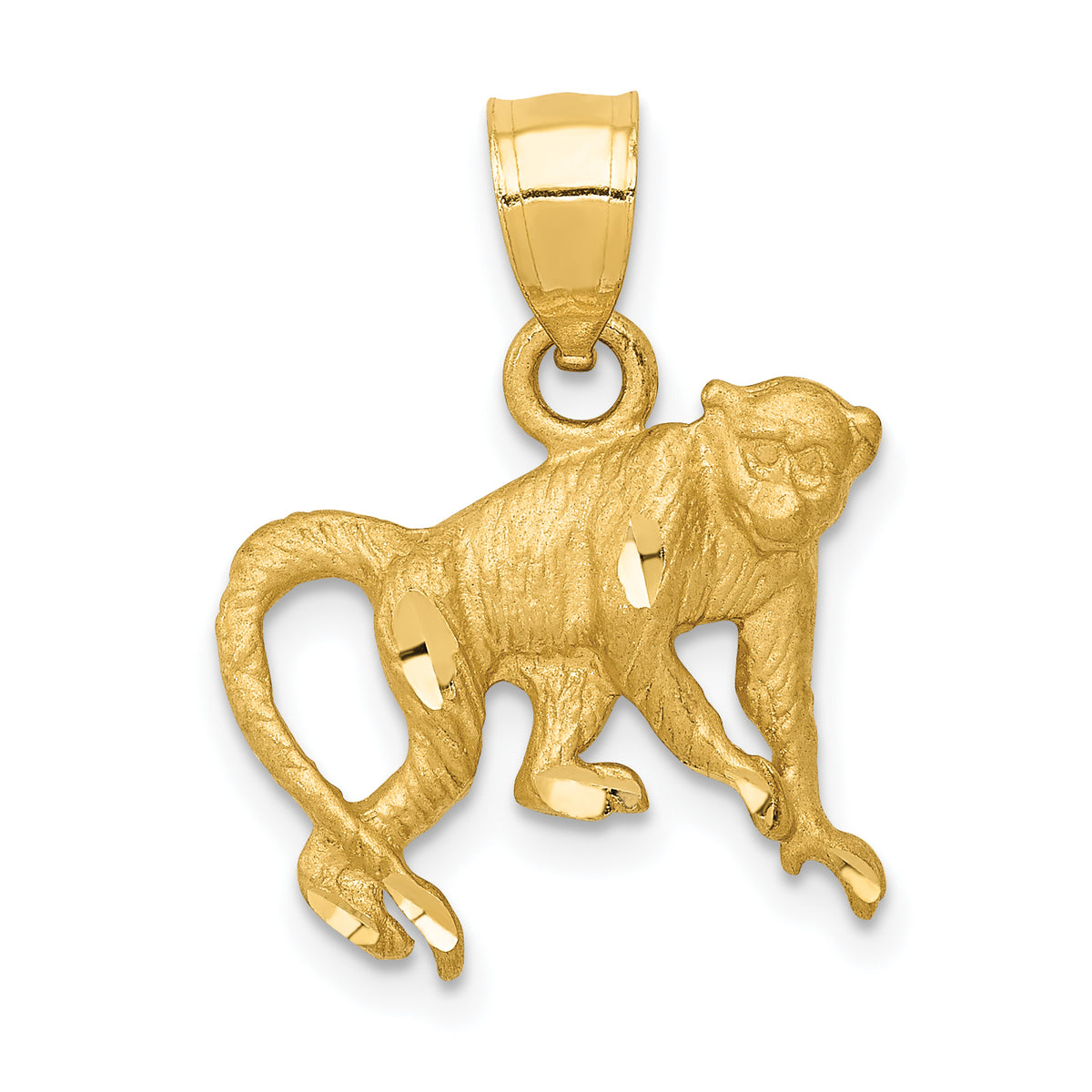 10K Diamond-cut Monkey Pendant