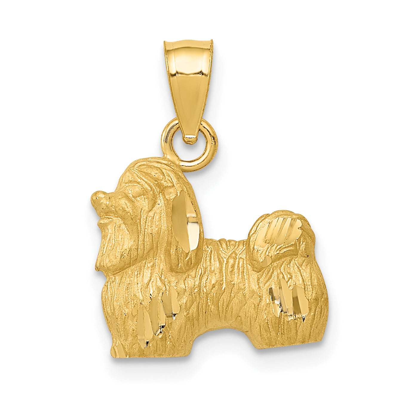 10K Diamond-cut Shih Tzu Pendant