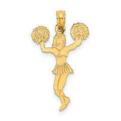 10K Cheerleader with Pom-Poms Pendant