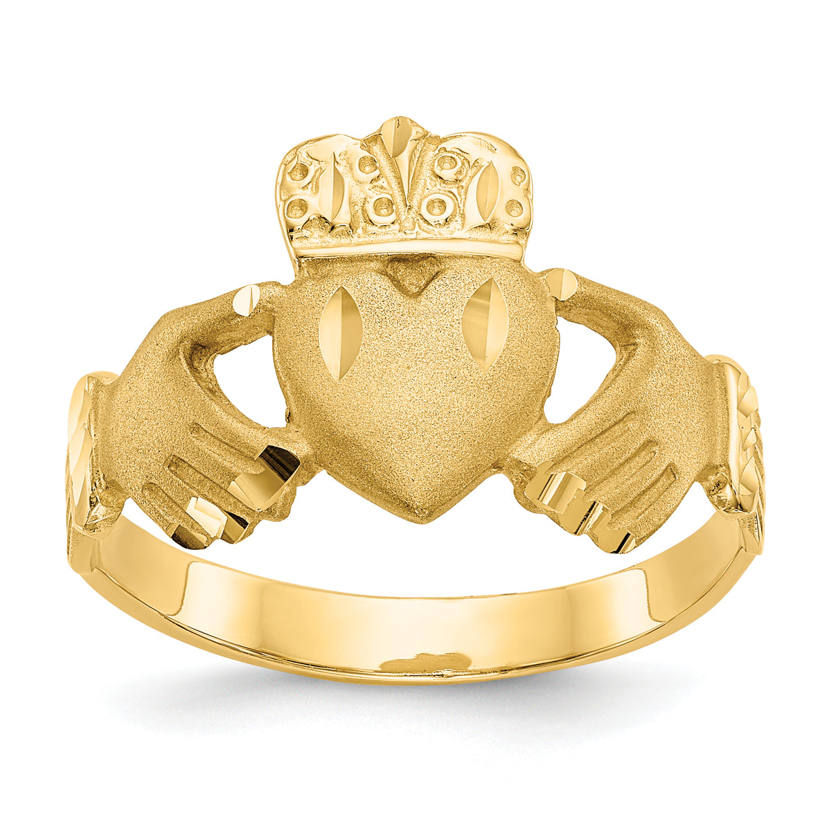 10k Polished Men's Claddagh Ring