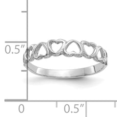 10K White Gold Polished Hearts Ring