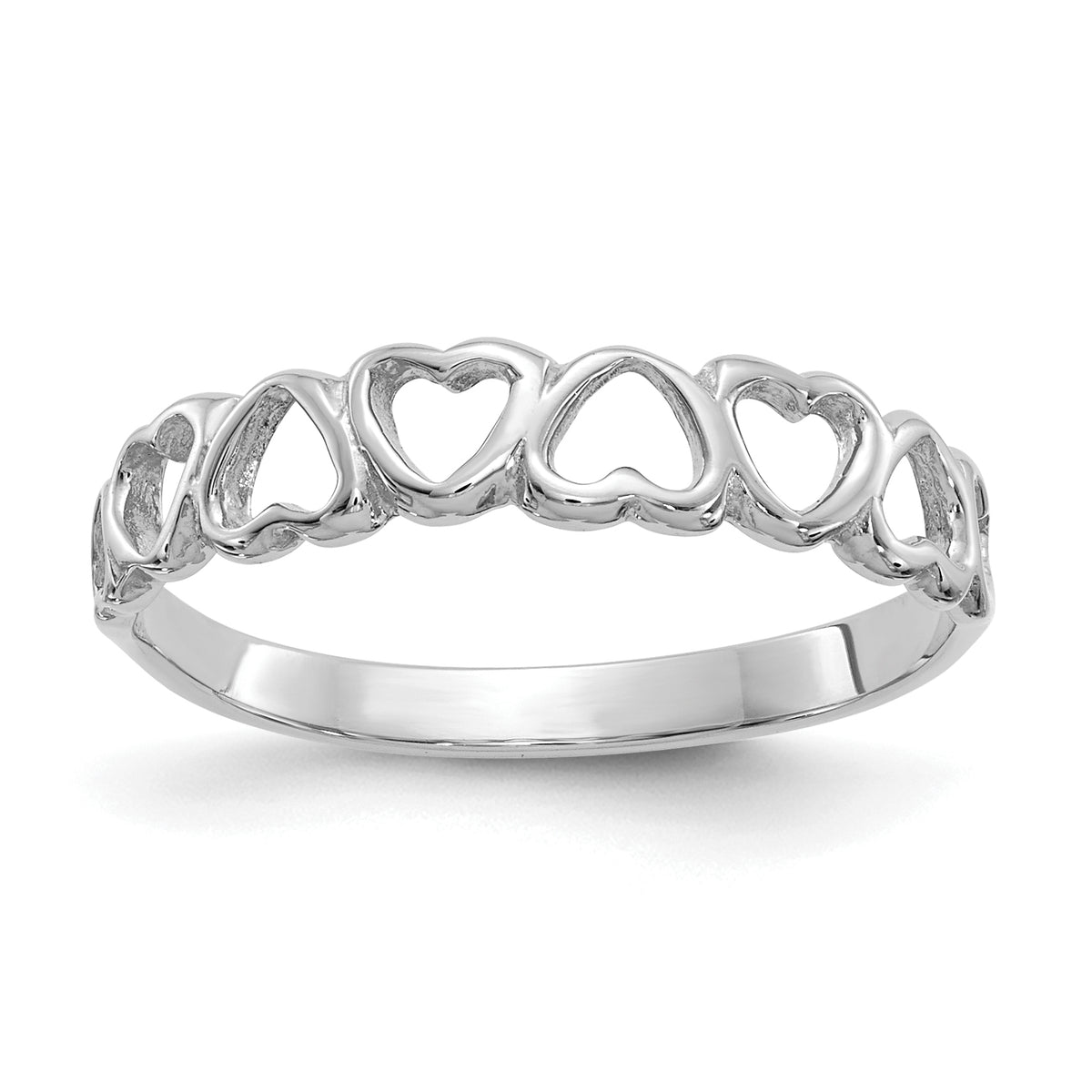 10K White Gold Polished Hearts Ring