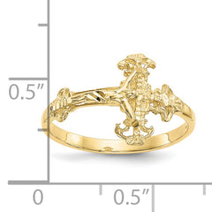 10K Diamond Cut Crucifix Ring