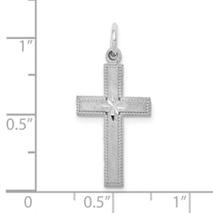 10k White Gold Diamond-cut Cross Pendant