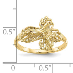 10K Diamond Cut Crucifix Ring