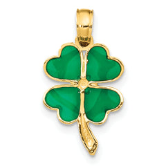 10K 4-Leaf Clover Enameled Pendant