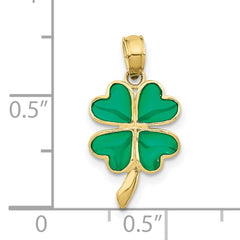 10K 4-Leaf Clover Enameled Pendant