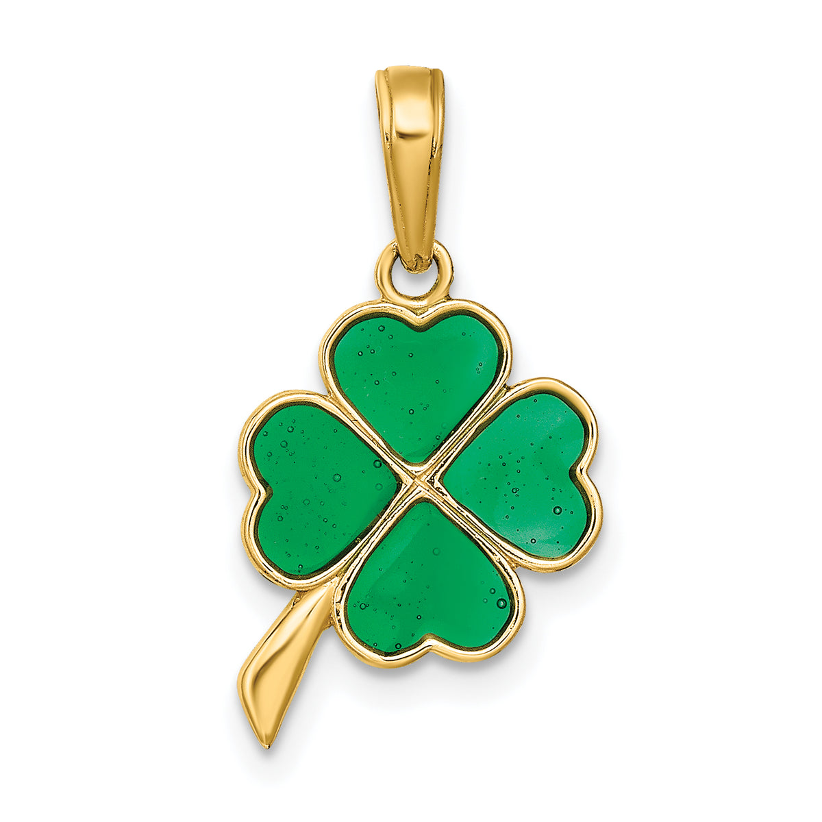 10K 4-Leaf Clover Enameled Pendant