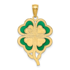 10K 4-Leaf Clover Pendant with Enameled Tips