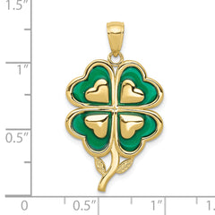 10K 4-Leaf Clover Pendant with Enameled Tips