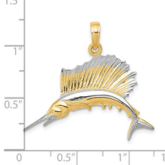 10K & Rhodium Sailfish Pendant