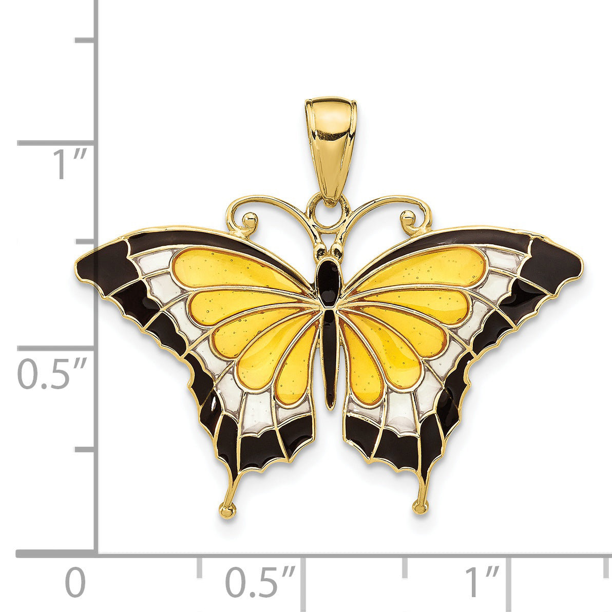 10K Yellow Enameled Butterfly Pendant