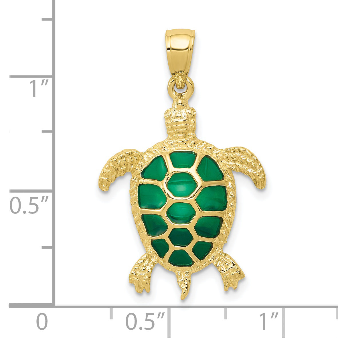 10K Green Enameled Sea Turtle Pendant