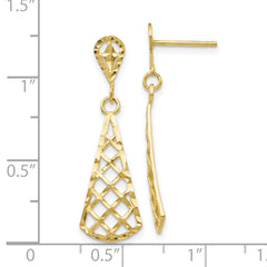 10K Diamond-cut Inverted Fan Dangle Post Earring