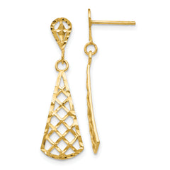 10K Diamond-cut Inverted Fan Dangle Post Earring