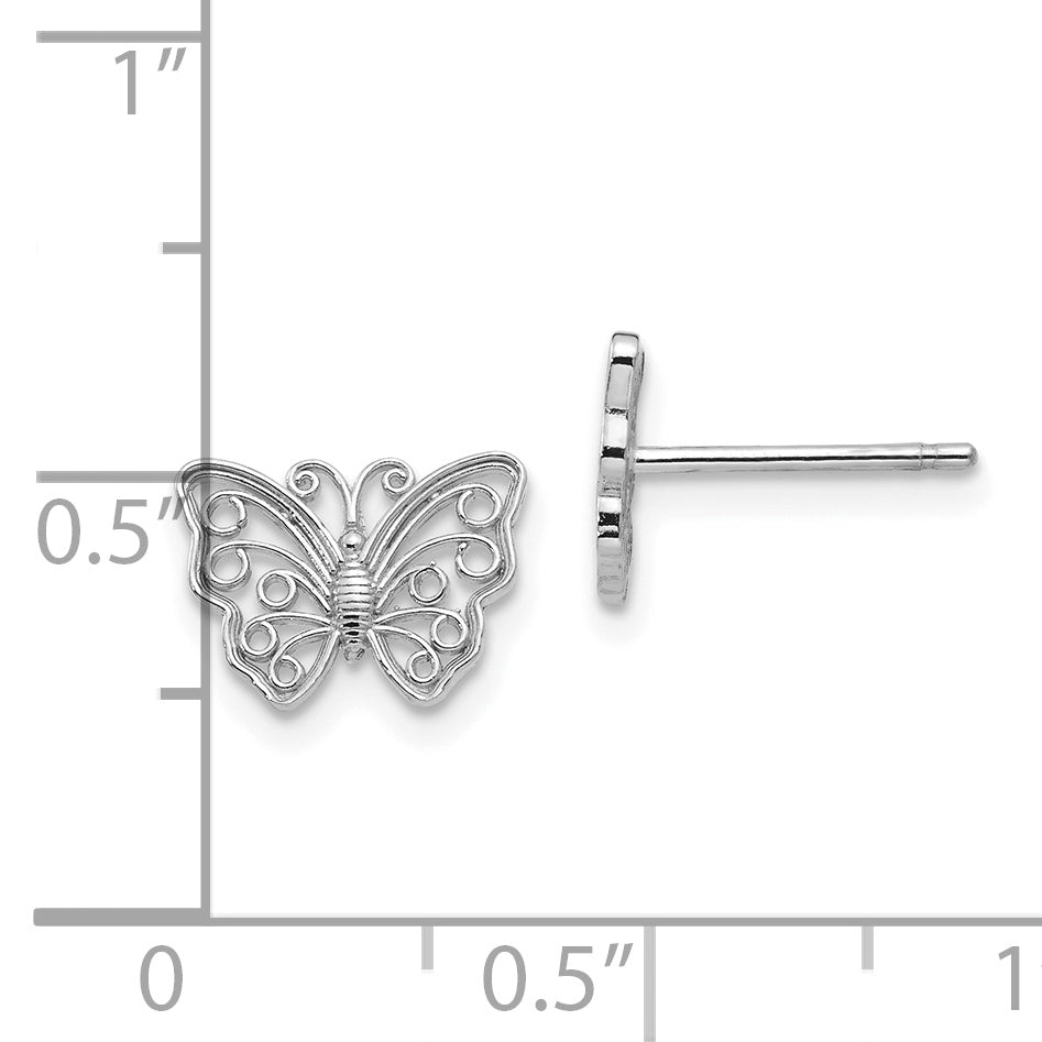 10K White Gold Butterfly Post Earrings