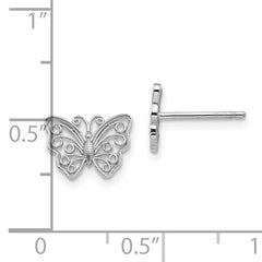 10K White Gold Butterfly Post Earrings