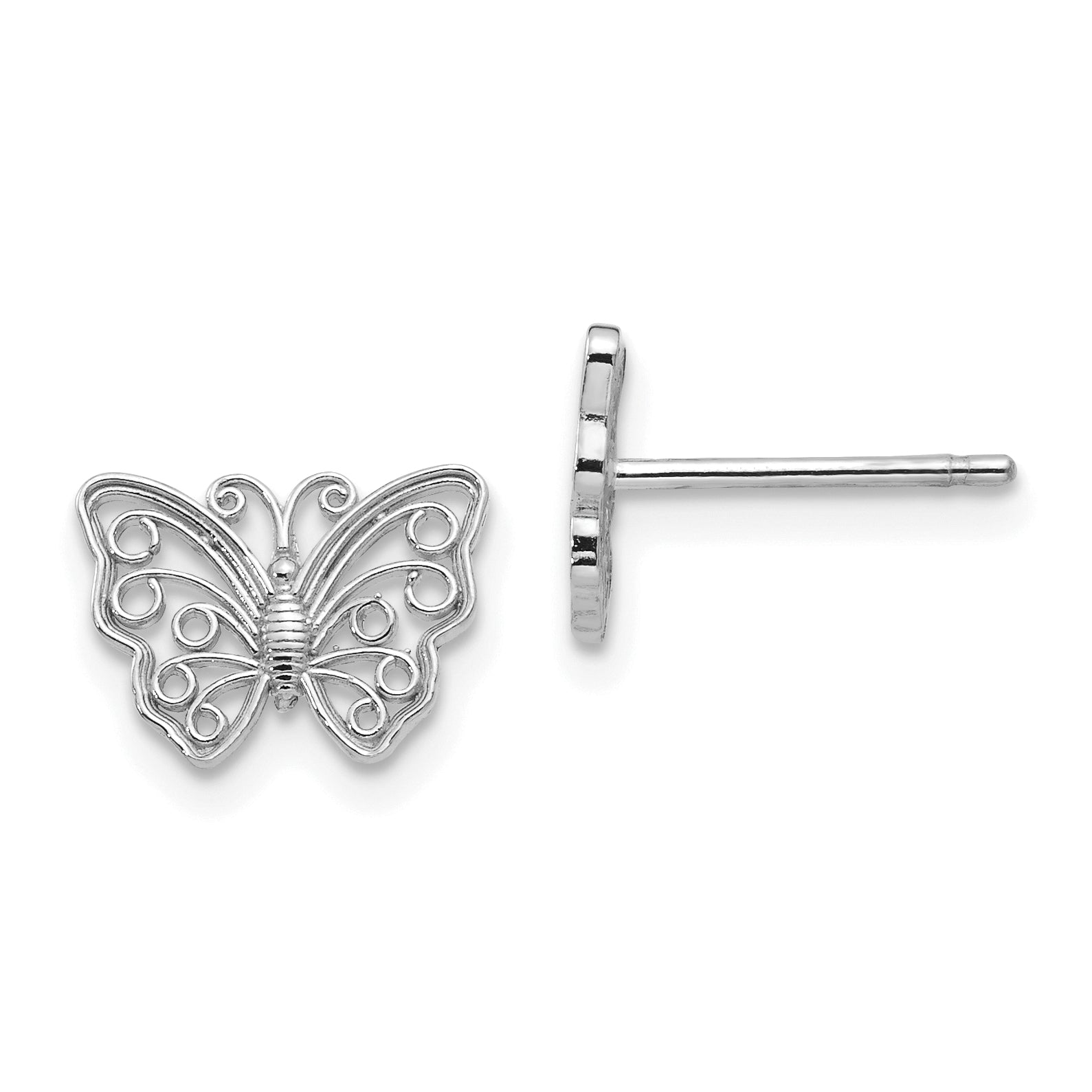 10K White Gold Butterfly Post Earrings