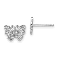 10K White Gold Butterfly Post Earrings