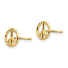 10K Polished Peace Symbol Post Earrings