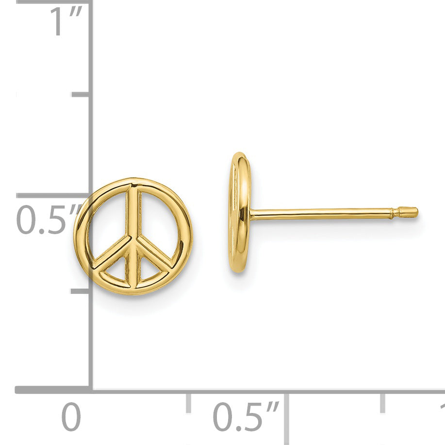 10K Polished Peace Symbol Post Earrings