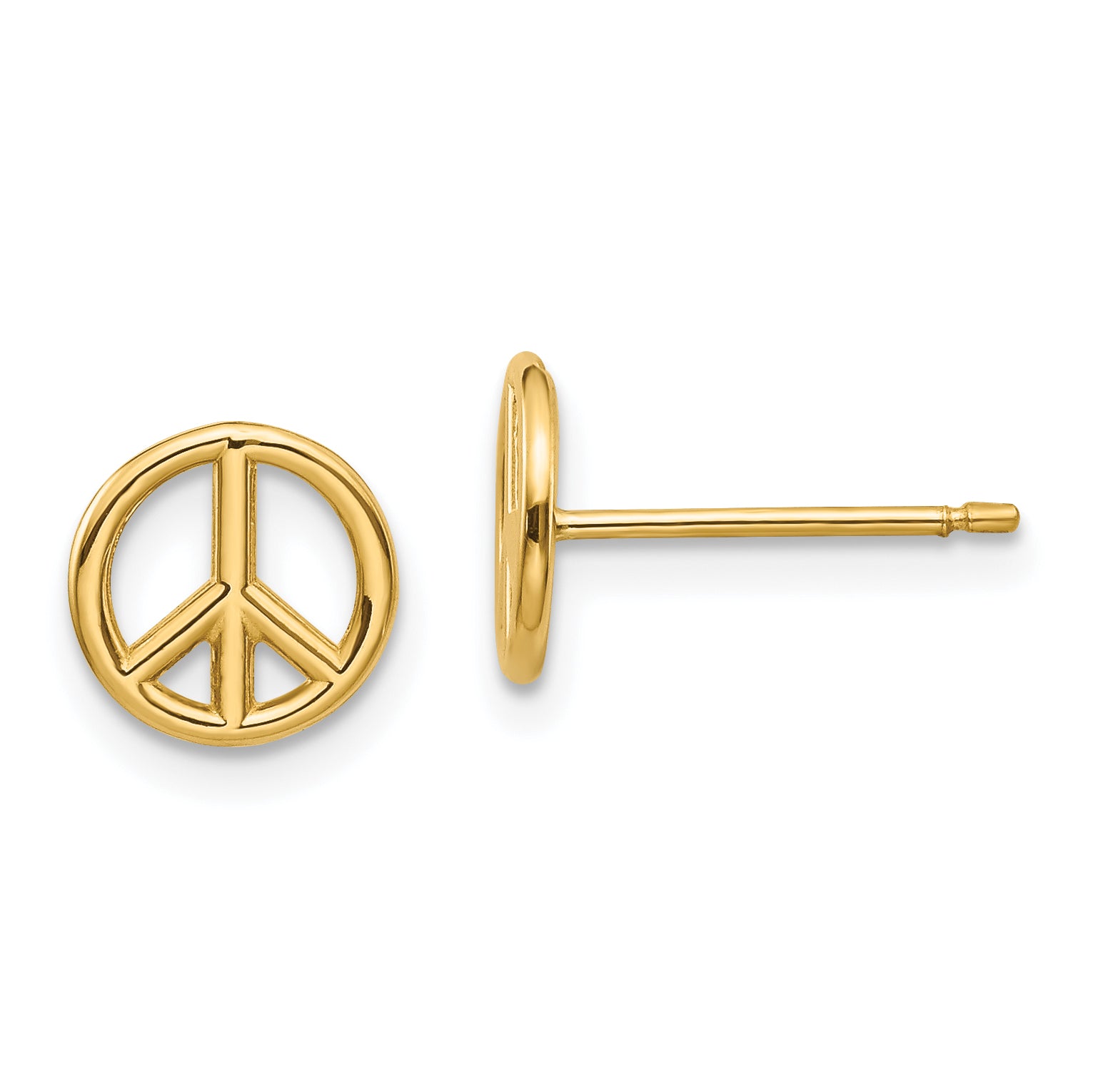 10K Polished Peace Symbol Post Earrings