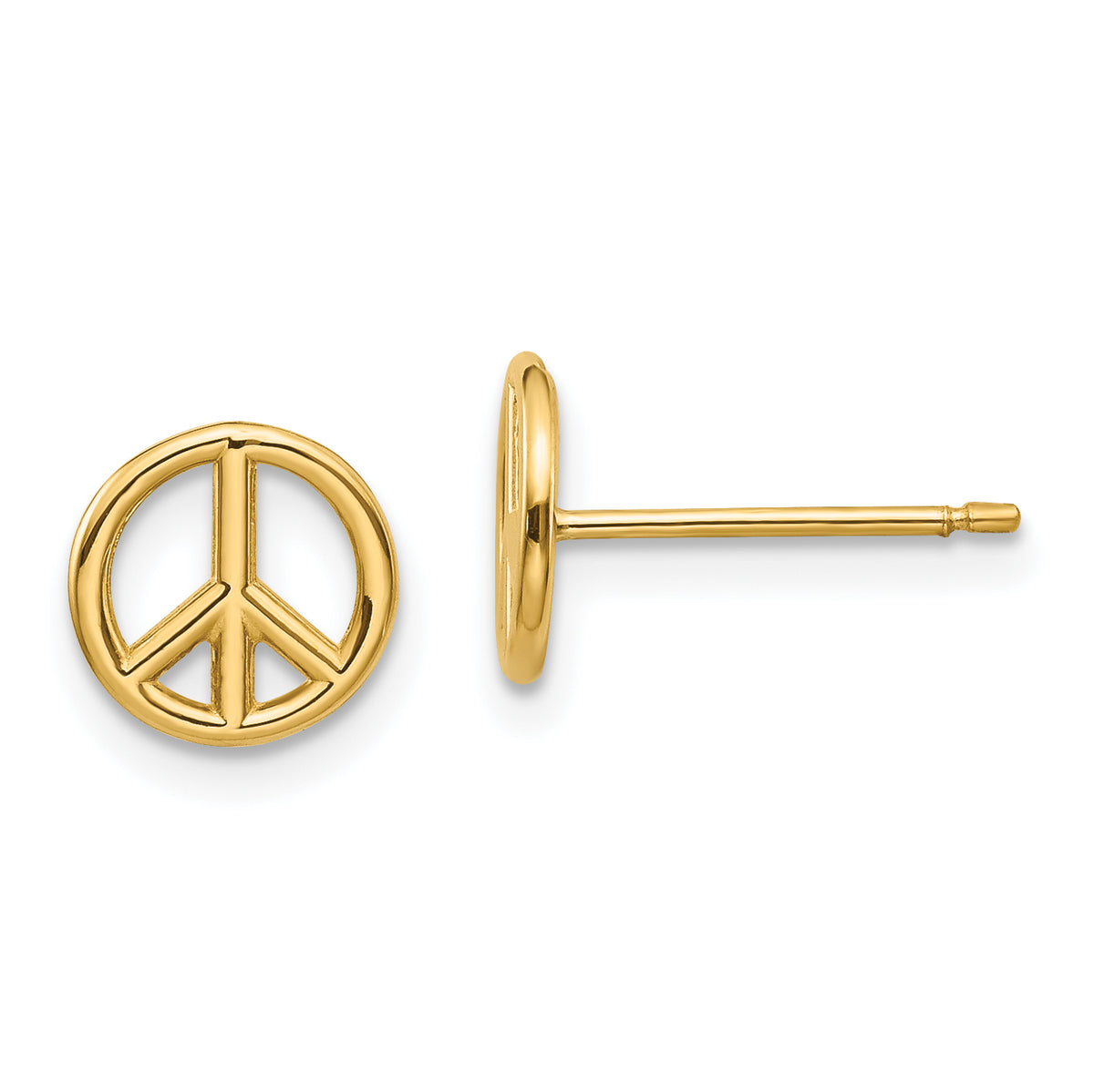 10K Polished Peace Symbol Post Earrings