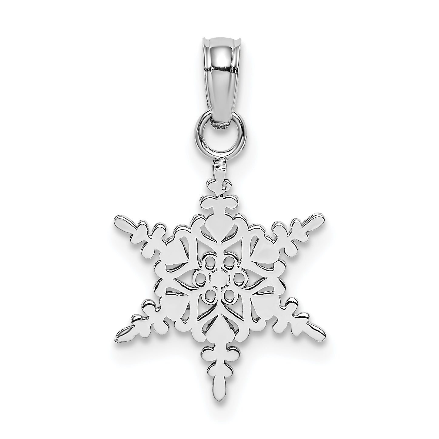 10k White Gold Small Snowflake Pendant