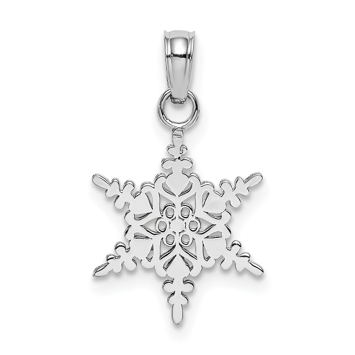 10k White Gold Small Snowflake Pendant