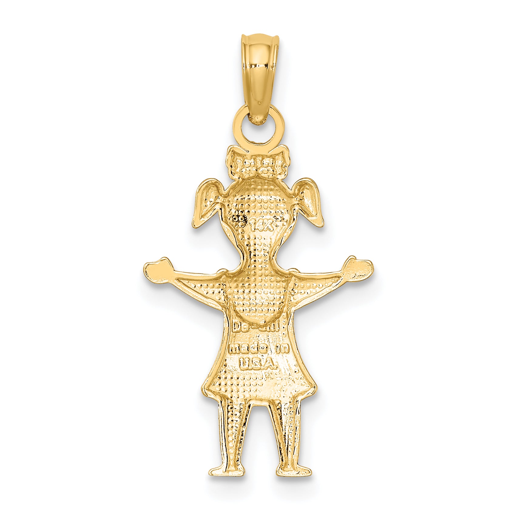 10k Solid Polished Girl with Pig-Tails Charm