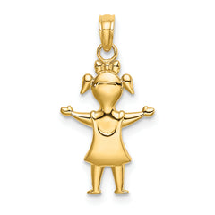 10k Solid Polished Girl with Pig-Tails Charm