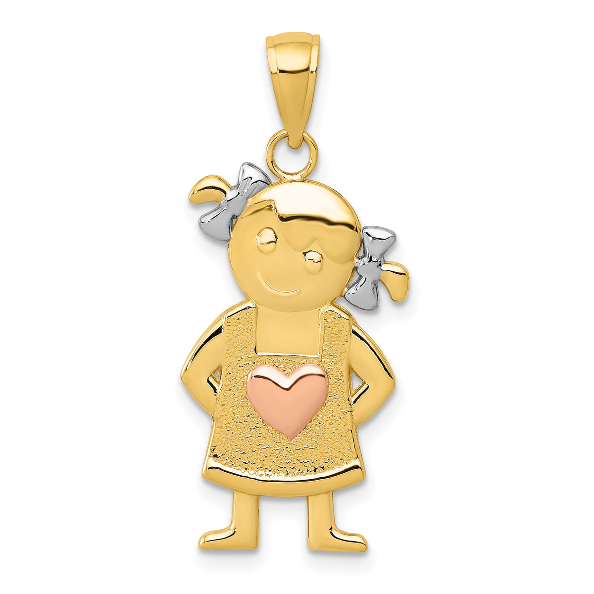 10k Yellow & Rose Gold w/Rhodium Girl Pendant