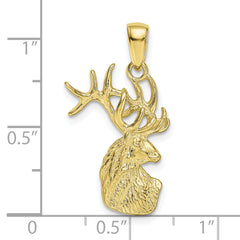 10K Polished Deer Head Charm