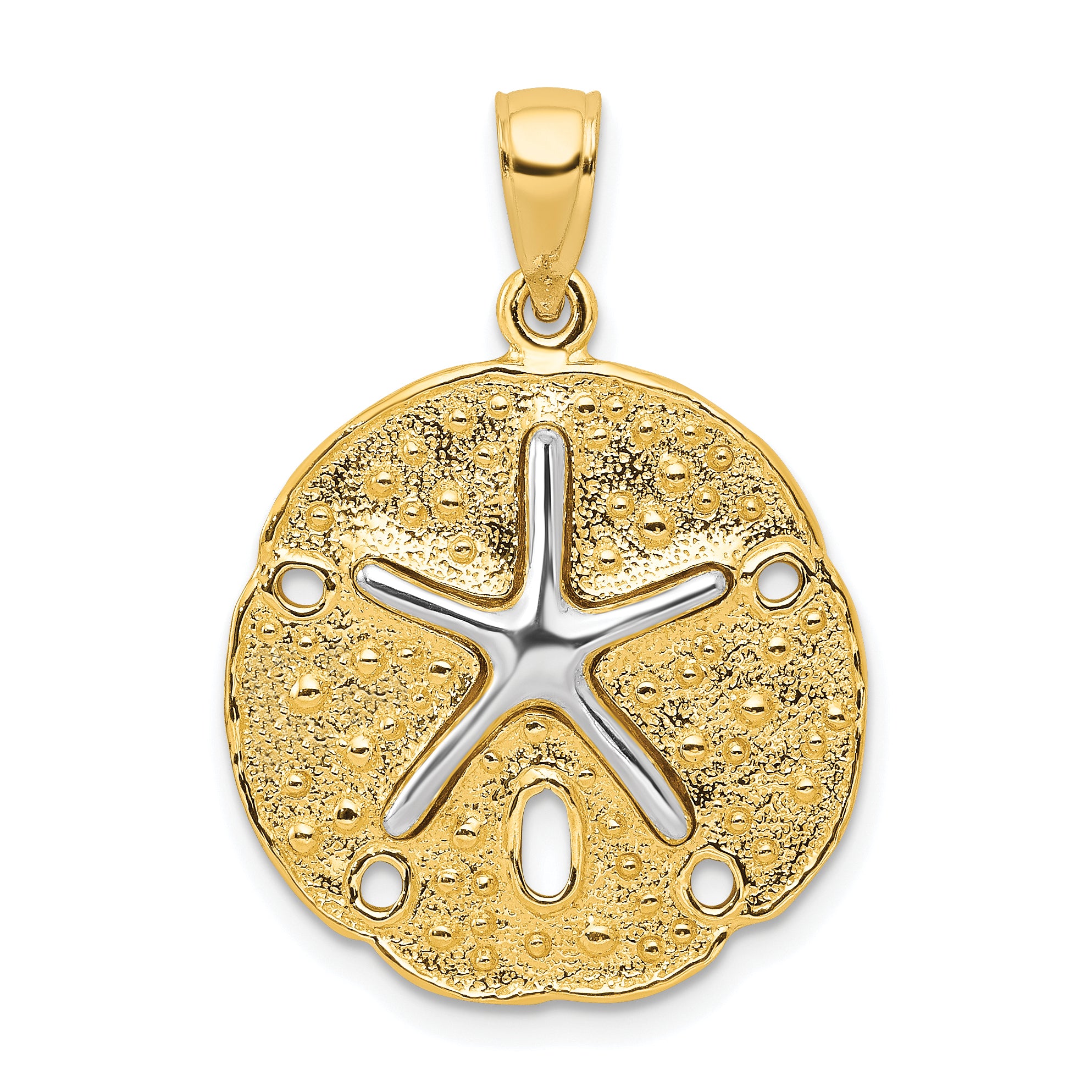 10k Two Tone Sand Dollar w/ Starfish Pendant