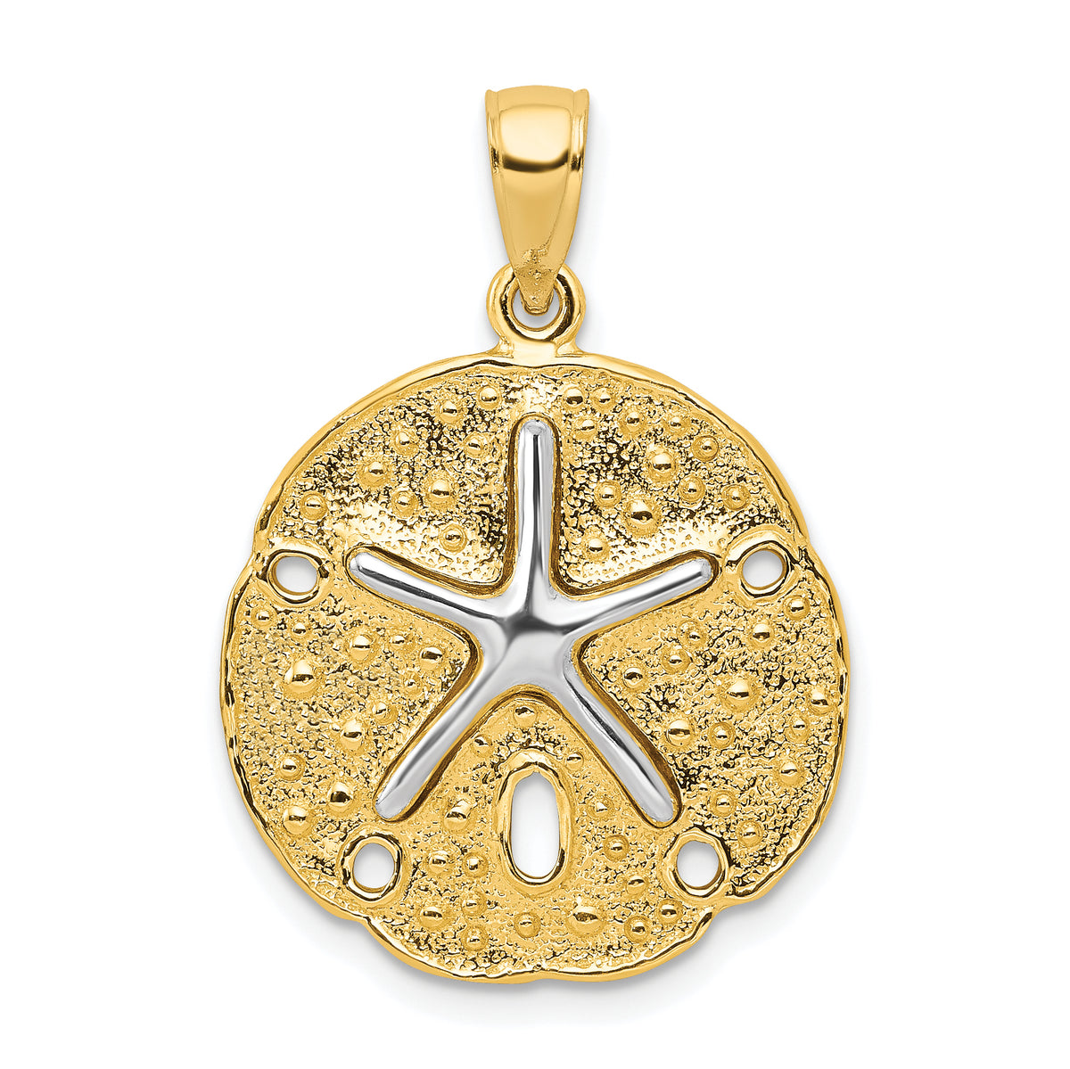 10k Two Tone Sand Dollar w/ Starfish Pendant