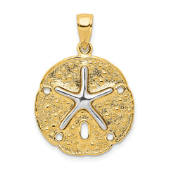 10k Two Tone Sand Dollar w/ Starfish Pendant