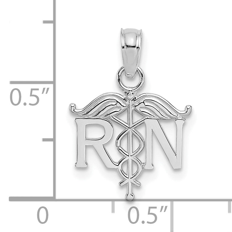 10K White Gold Registered Nurse Pendant