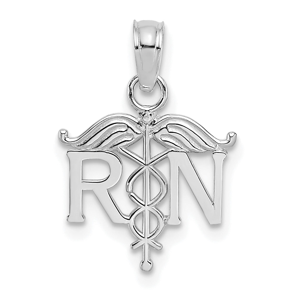 10K White Gold Registered Nurse Pendant