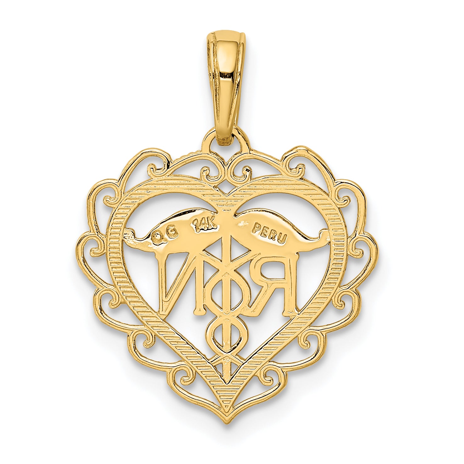 10k Registered Nurse Heart Pendant