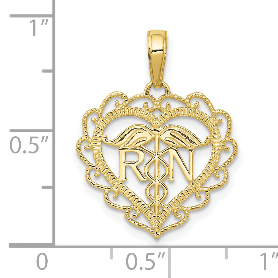 10k Registered Nurse Heart Pendant