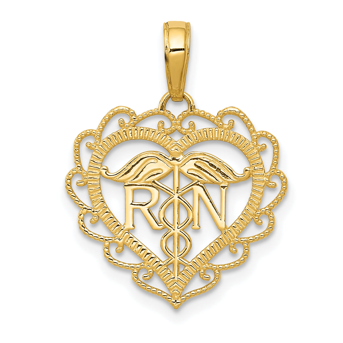 10k Registered Nurse Heart Pendant