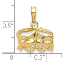 10k Polished Open-Backed Comedy/Tragedy Pendant