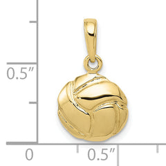 10K Solid Satin Diamond -Cut Volleyball Charm