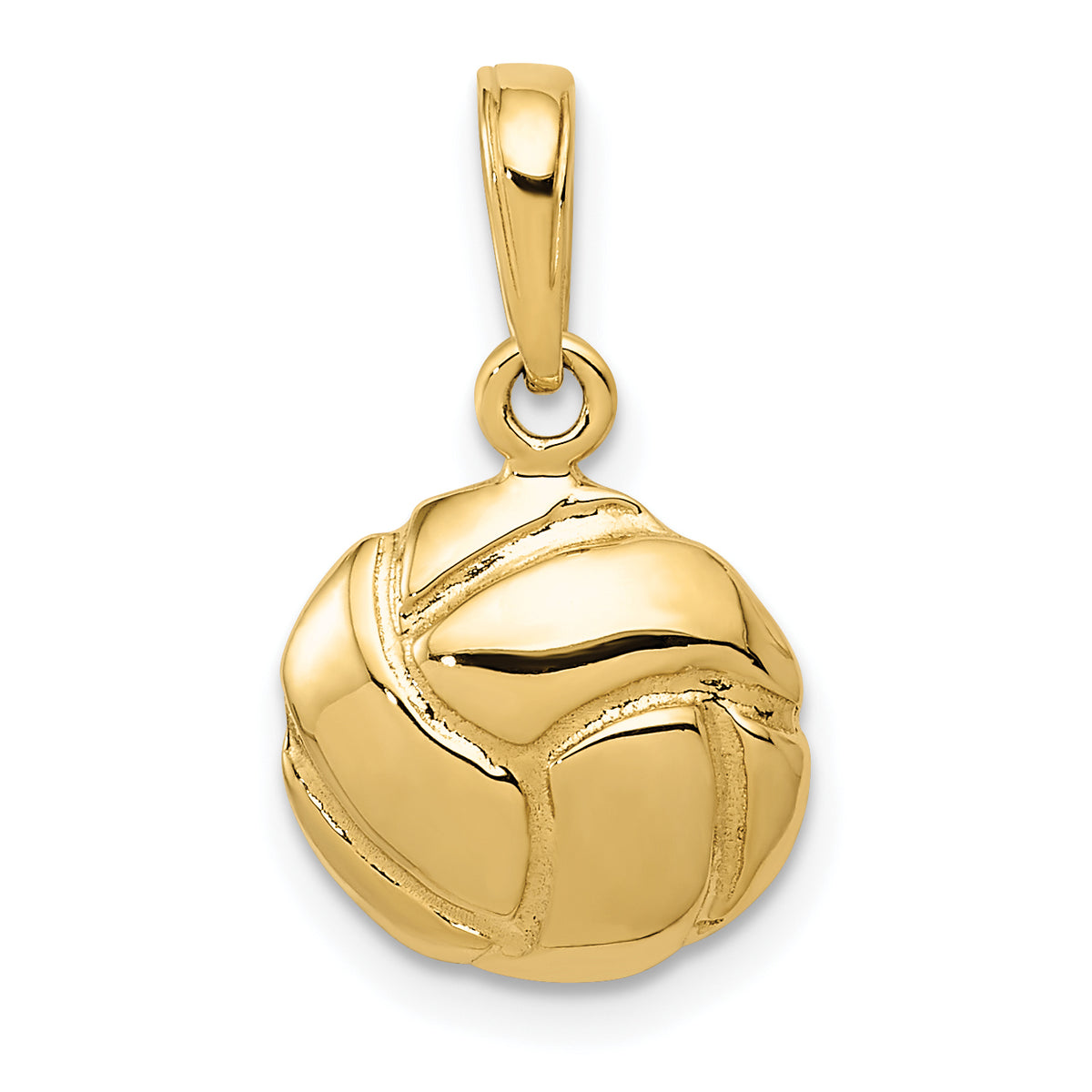 10K Solid Satin Diamond -Cut Volleyball Charm