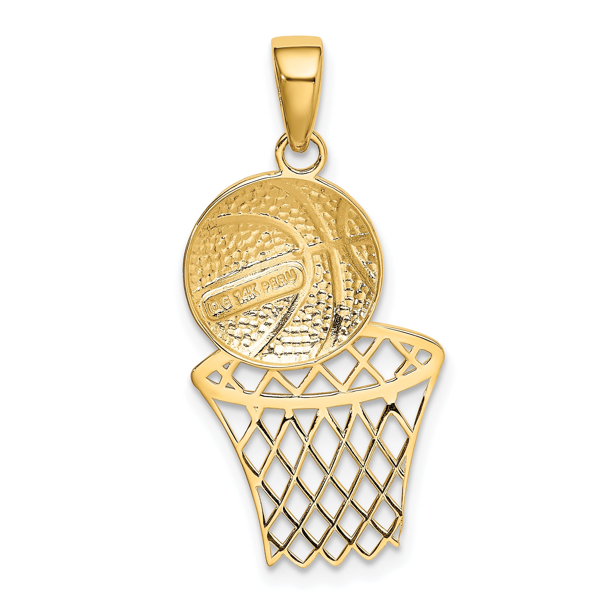 10K Basketball and Net Pendant